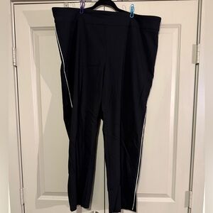 Avenue Black Ankle Pants with White Piping